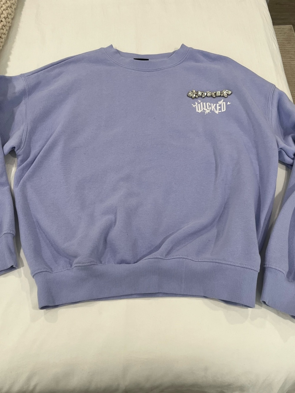 Wicked Embellished Lavender Crewneck Sweatshirt - Women